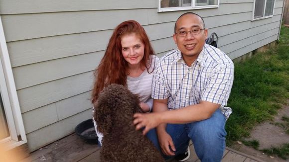 Me and our best friend Chris who is a big part of our family and dogs. Chris owns Toby a 75 lb Goldendoodle with a huge personality