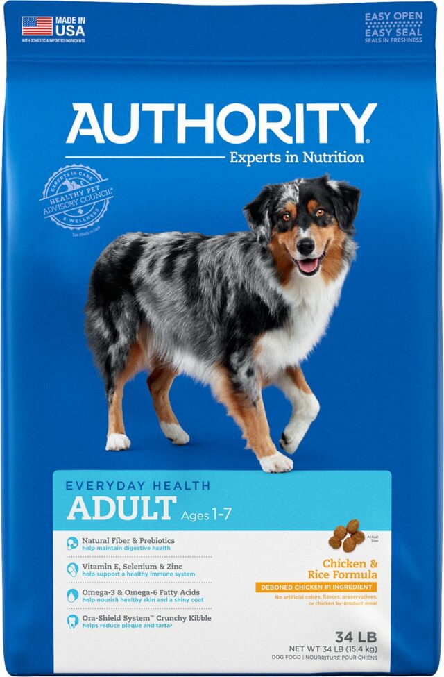 Authority Chicken & Rice Formula Adult Dry Dog Food, 34-lb bag