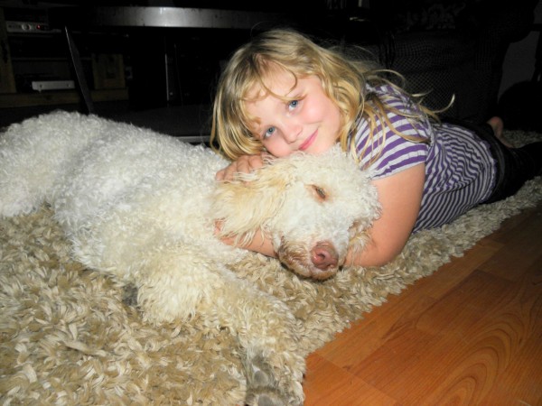 Standard Poodle Clover and my daughter Olivia